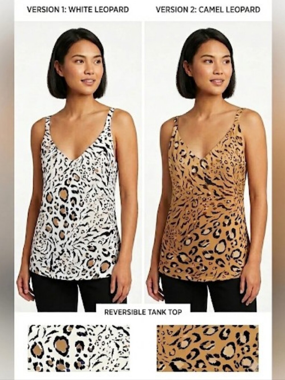 WHBM Reversible Leopard-Print Tank Top in White & Camel Size XS